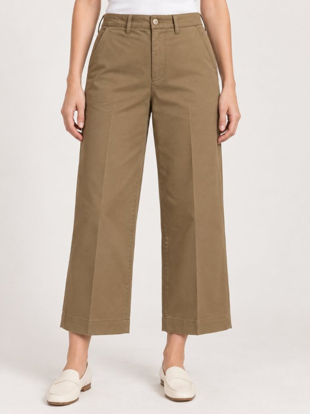 Polo Ralph Lauren Wide Leg Chino Cropped Pants Size 8 Khaki